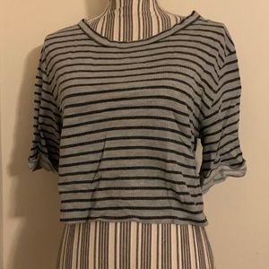 Cropped & Stripped 1/2 Sleeved Shirt